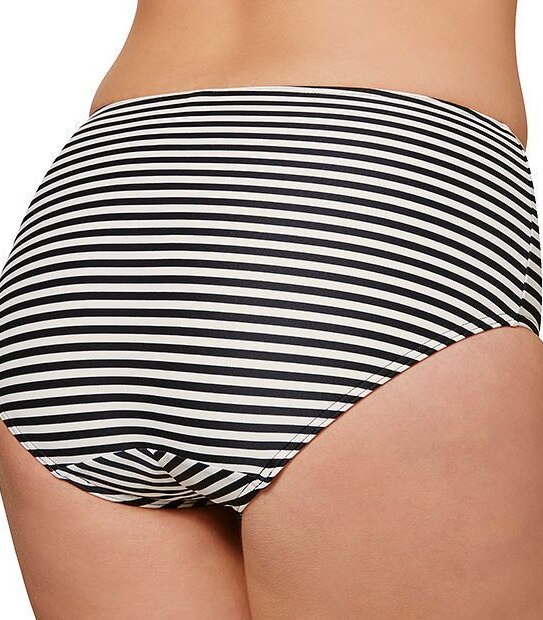 Monochrome Stripe High Rise Bikini Bottoms