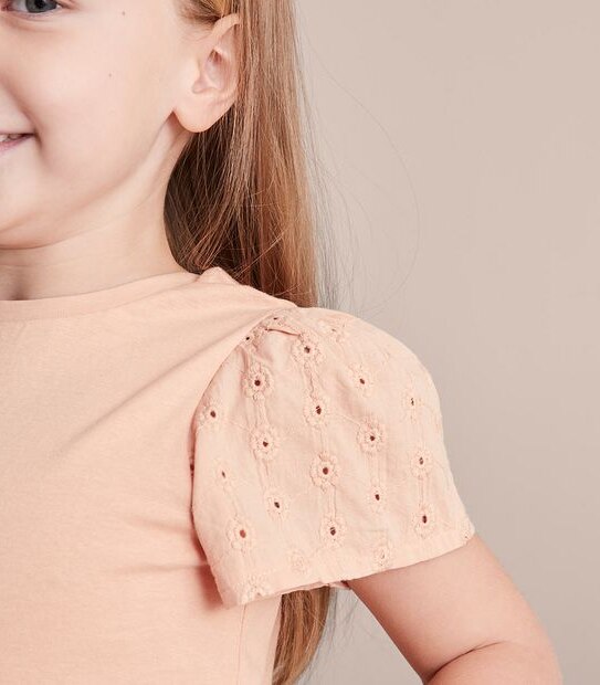 3 Pack Broderie Sleeve T-shirt