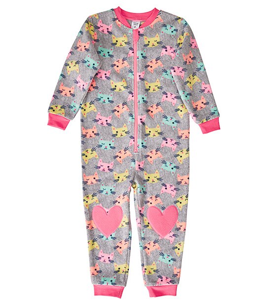 Cat Print Fleece Sleepsuit