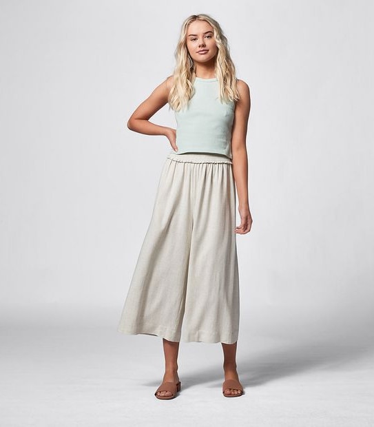 Lily Loves Linen Blend Wide Leg Pants - Neutral
