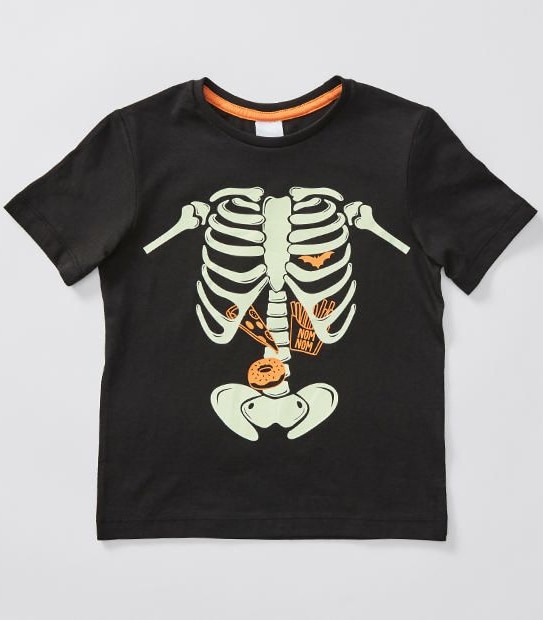 Glow In The Dark Ribcage Print T-Shirt