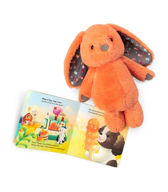 B. toys - Happyhues Coral Cutie Ice Cream Scoops - Plush Bunny & Book Set
