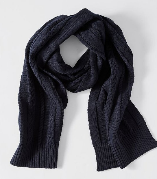 Cable Knit Scarf - Navy Blue