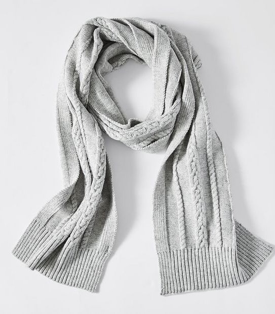 Cable Knit Scarf - Grey Marle