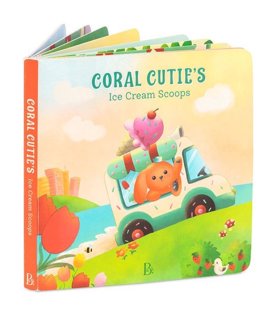 B. toys - Happyhues Coral Cutie Ice Cream Scoops - Plush Bunny & Book Set
