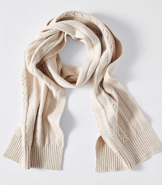 Cable Knit Scarf - Oat Marle