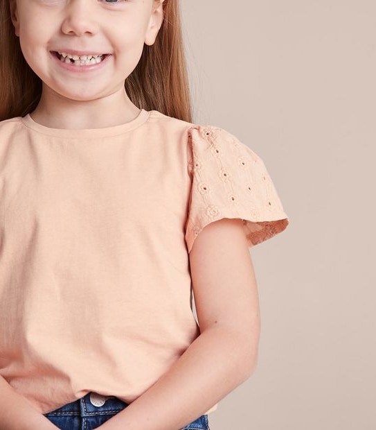 3 Pack Broderie Sleeve T-shirt
