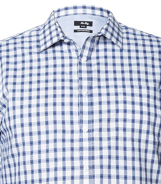 Men's Mr Big Cotton Rich Open Window Check Shirt - Navy Blue