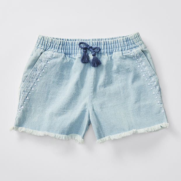 Piping Hot Embroidery Denim Shorts Piping Hot Embroidery Denim Shorts