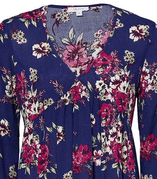Lily Loves Peasant Dress - Navy Blue