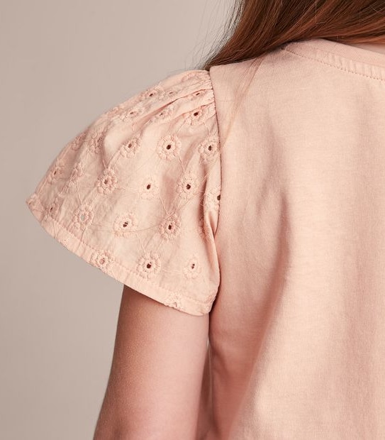 3 Pack Broderie Sleeve T-shirt