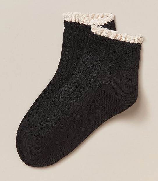 Low Cut Cable Frill Socks ACLab Black Target Australia