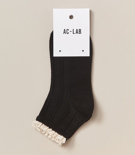 Low Cut Cable Frill Socks ACLab Black Target Australia