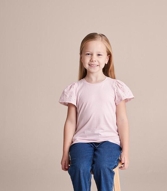 3 Pack Broderie Sleeve T-shirt