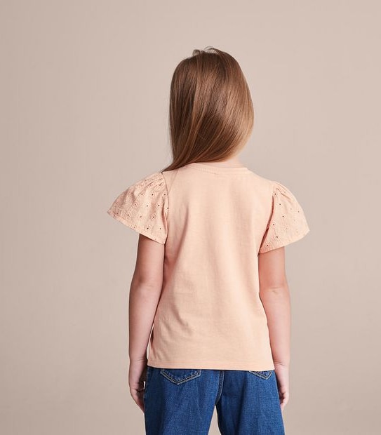 3 Pack Broderie Sleeve T-shirt