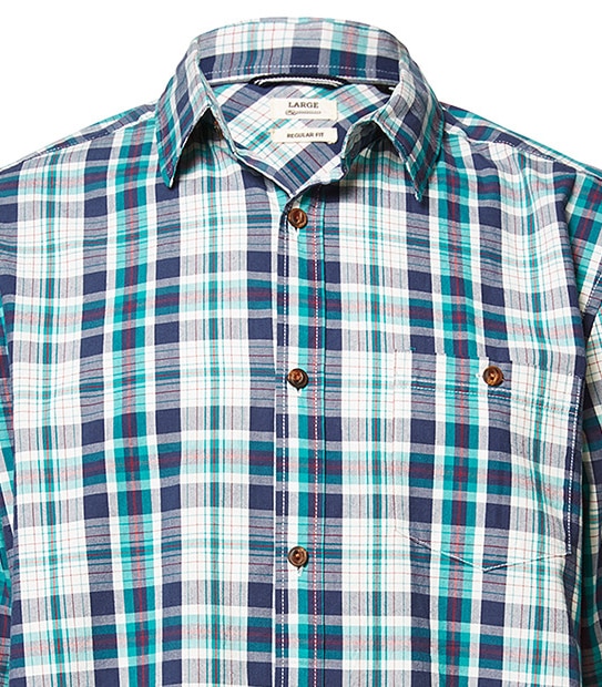 Men's Long Sleeve Regular Fit Check Shirt - Green