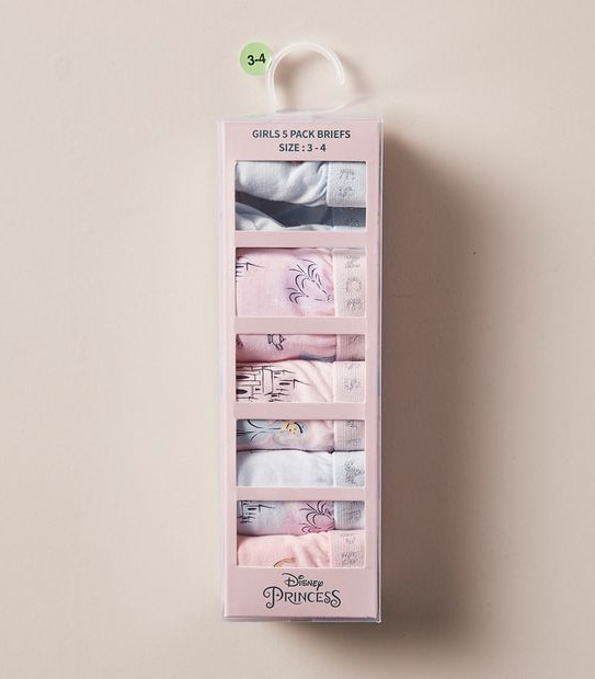 5 Pack Disney Princess Brief Gift Box