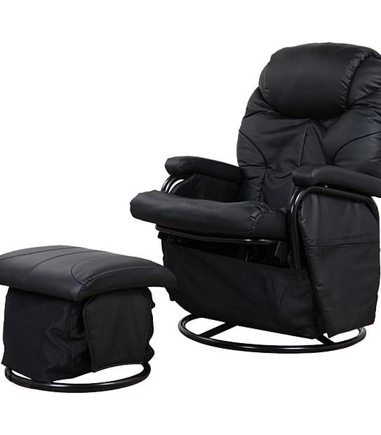 Childcare Metal Glider Rocker + Ottoman - Black