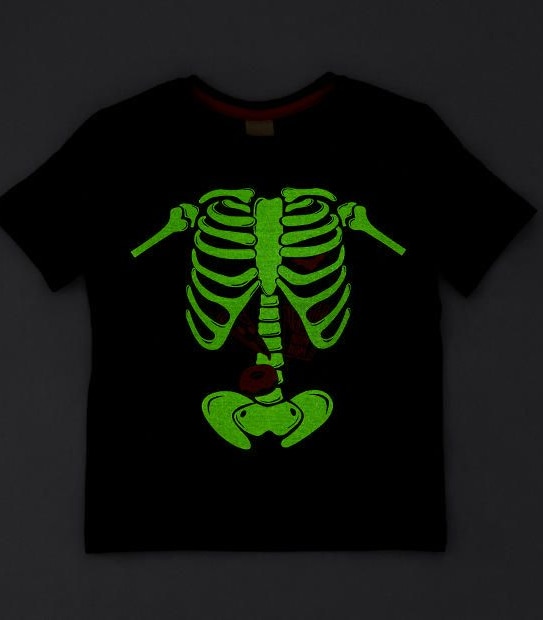 Glow In The Dark Ribcage Print T-Shirt