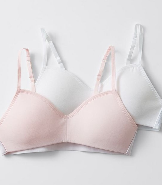 Maxx Older Girls 2 Pack Moulded Crop Tops - Pink/White