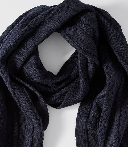 Cable Knit Scarf - Navy Blue