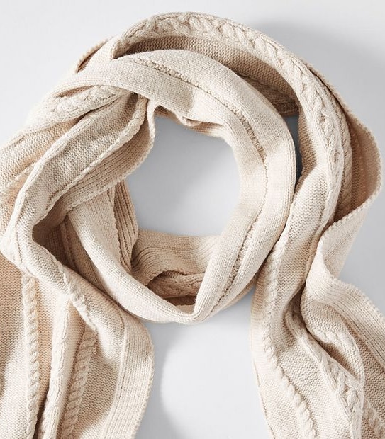 Cable Knit Scarf - Oat Marle