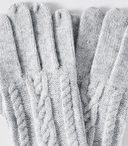 Cable Knit Gloves - Grey Marle