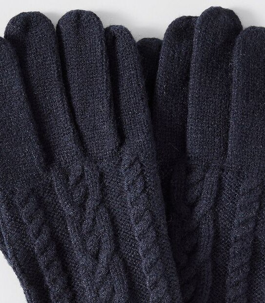 Cable Knit Gloves - Navy Blue