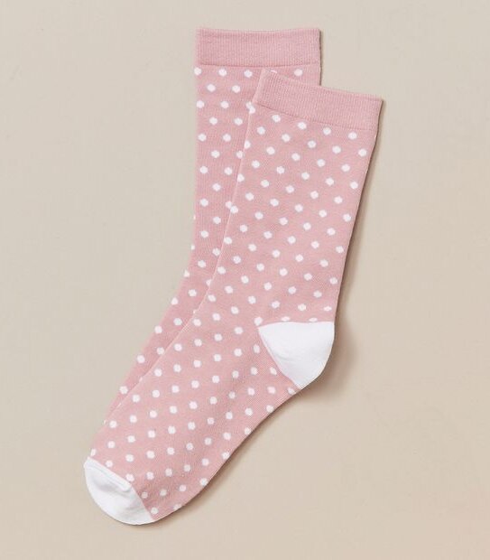 Crew Cut Socks - Polka Dot Pink/White