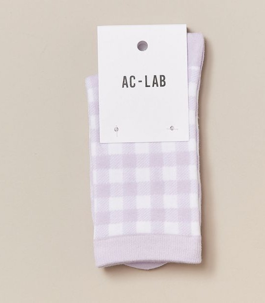 Crew Cut Socks - Gingham Lilac