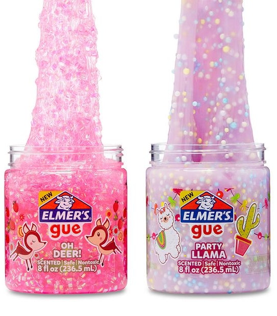 Elmer's Gue Premade Slime Mix-Ins, 2 x 8oz Jar - Animal Party Variety - Scented Crunchy Slime and Bingsu Bead Slime