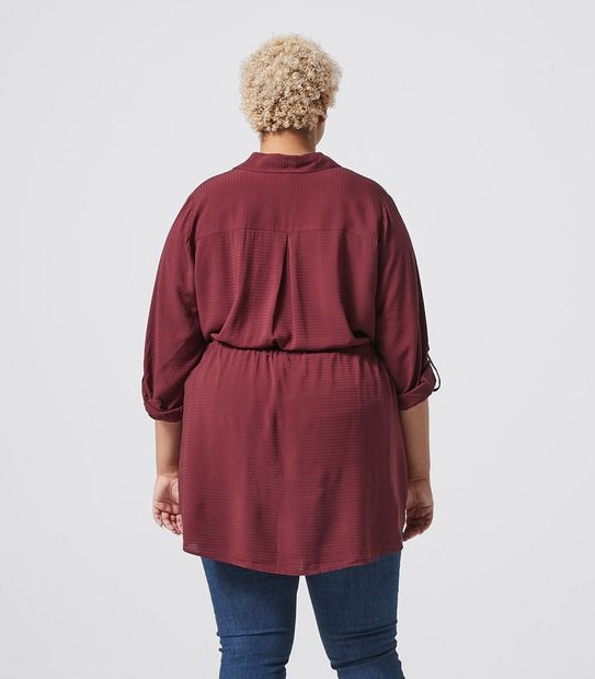 Belle Curve Tie Waist Tunic Shirt