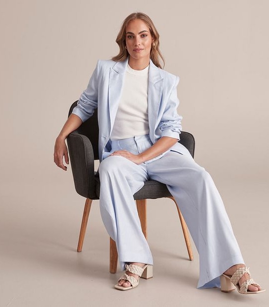 Preview Linen Blend Wide Leg Pants