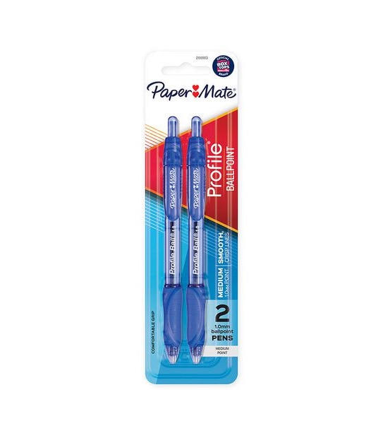 Paper Mate Profile Retractable 1.0mm Ballpoint Pen Blue - Pack of 2