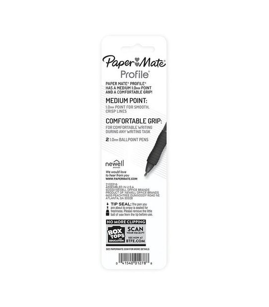 Paper Mate Profile Retractable 1.0mm Ballpoint Pen Blue - Pack of 2