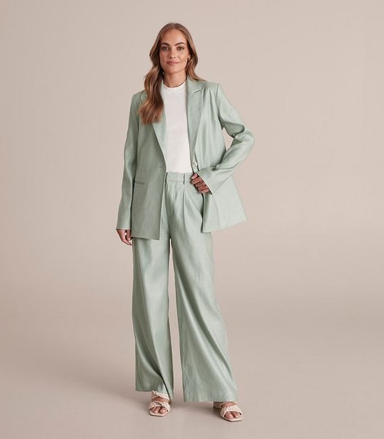 Preview Linen Blend Wide Leg Pants