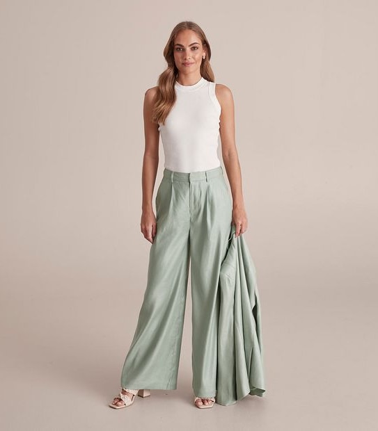 Preview Linen Blend Wide Leg Pants