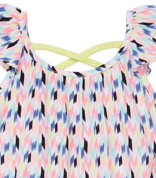 Flutter Sleeve Geometric Print Cross Back Swing Dress 3 of 3