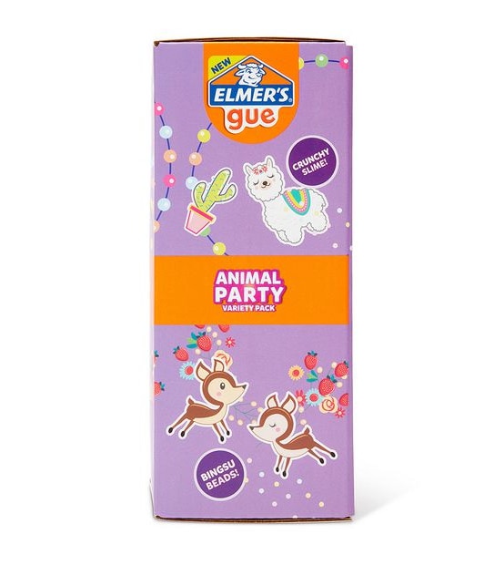 Elmer's Gue Premade Slime Mix-Ins, 2 x 8oz Jar - Animal Party Variety - Scented Crunchy Slime and Bingsu Bead Slime