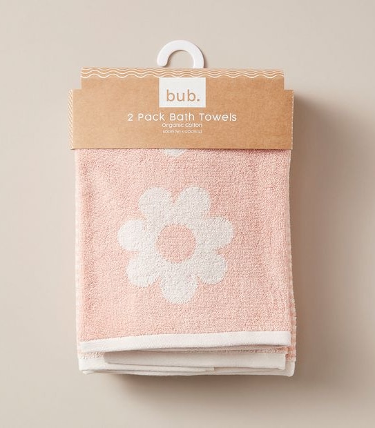 2 Pack bub. Organic Cotton Bath Towels