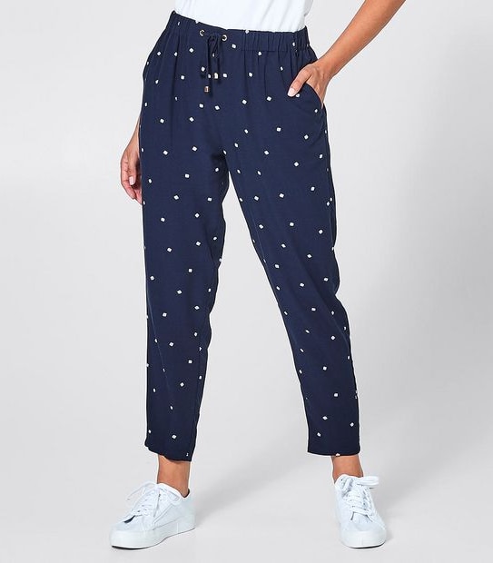 Soft Jogger Pants - Navy Blue Geo Print