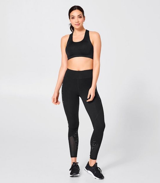Active Full Length Lycra Infinity Tights - Black/White Flecked