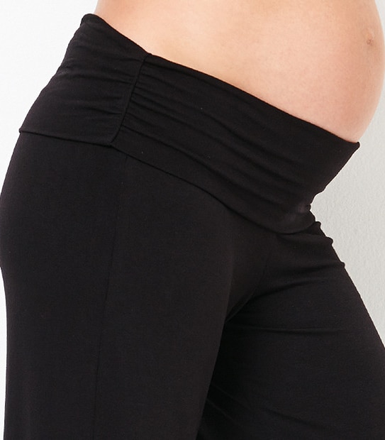 Maternity Fold-Waistband Palazzo Pants - Black 2 of 2