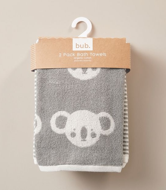 2 Pack bub. Organic Cotton Bath Towels