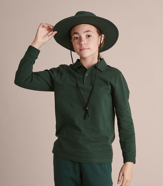 Kids Wide Brimmed School Hat - Bottle Green
