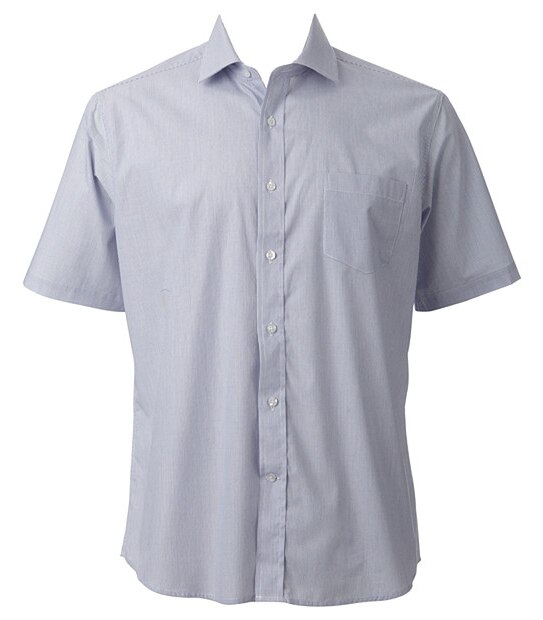 Men's Short Sleeve Fine Stripe Business Shirt - Sky / White