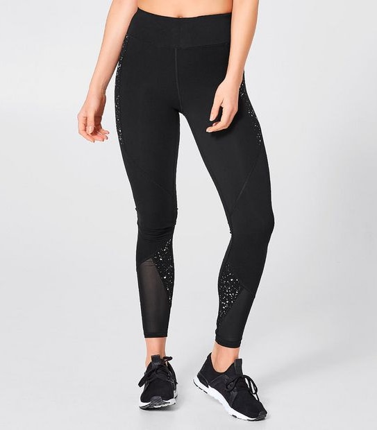 Active Full Length Lycra Infinity Tights - Black/White Flecked