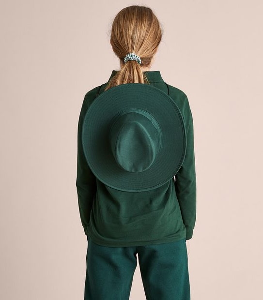 Kids Wide Brimmed School Hat - Bottle Green