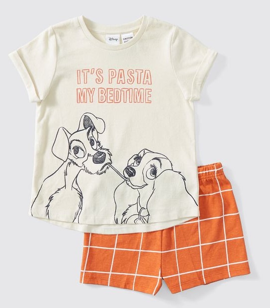 Disney Lady And The Tramp Print Pyjama Set - Orange
