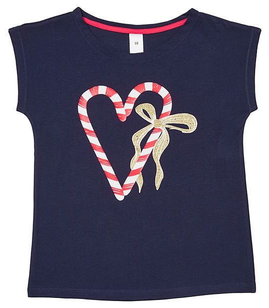 Candy Cane Heart Placement Print T-Shirt